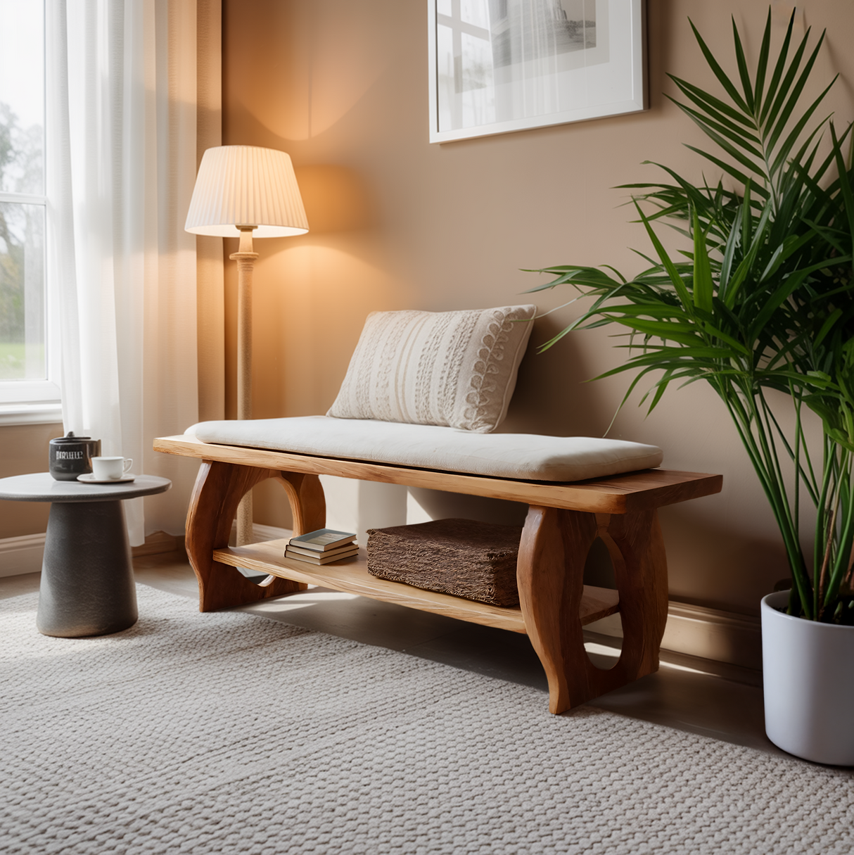 Minimalist Wooden Bench For Bedroom Interior Accent