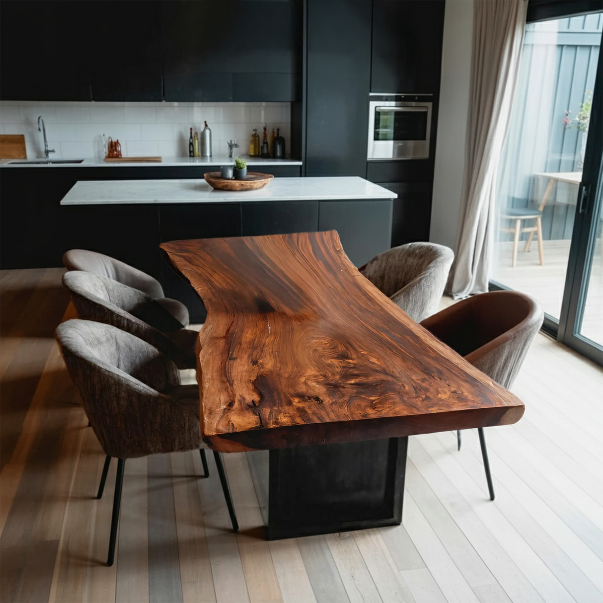 Furniture Decor Modern Wooden Live Edge Dining Table Minimal