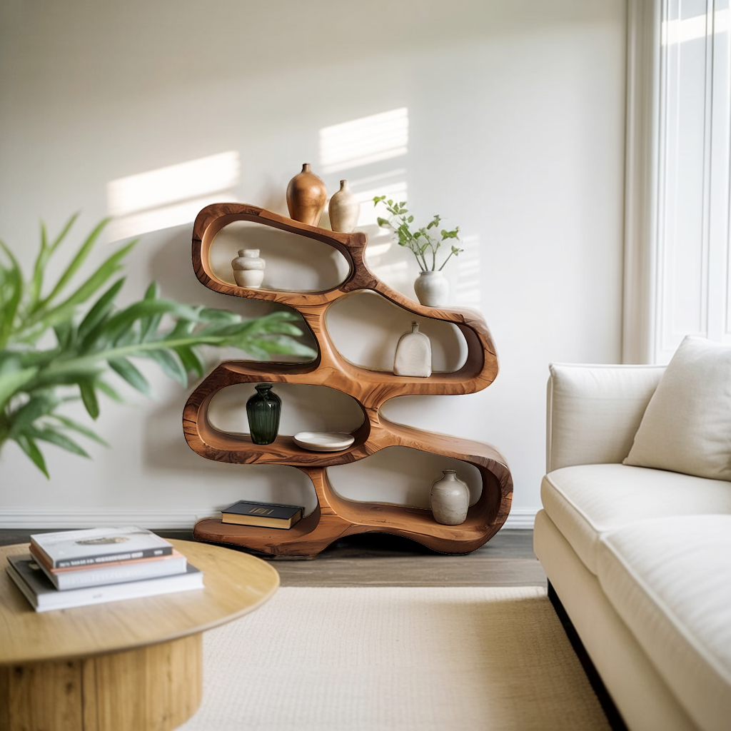 Sculptural Bookshelf For Living Room Or Office