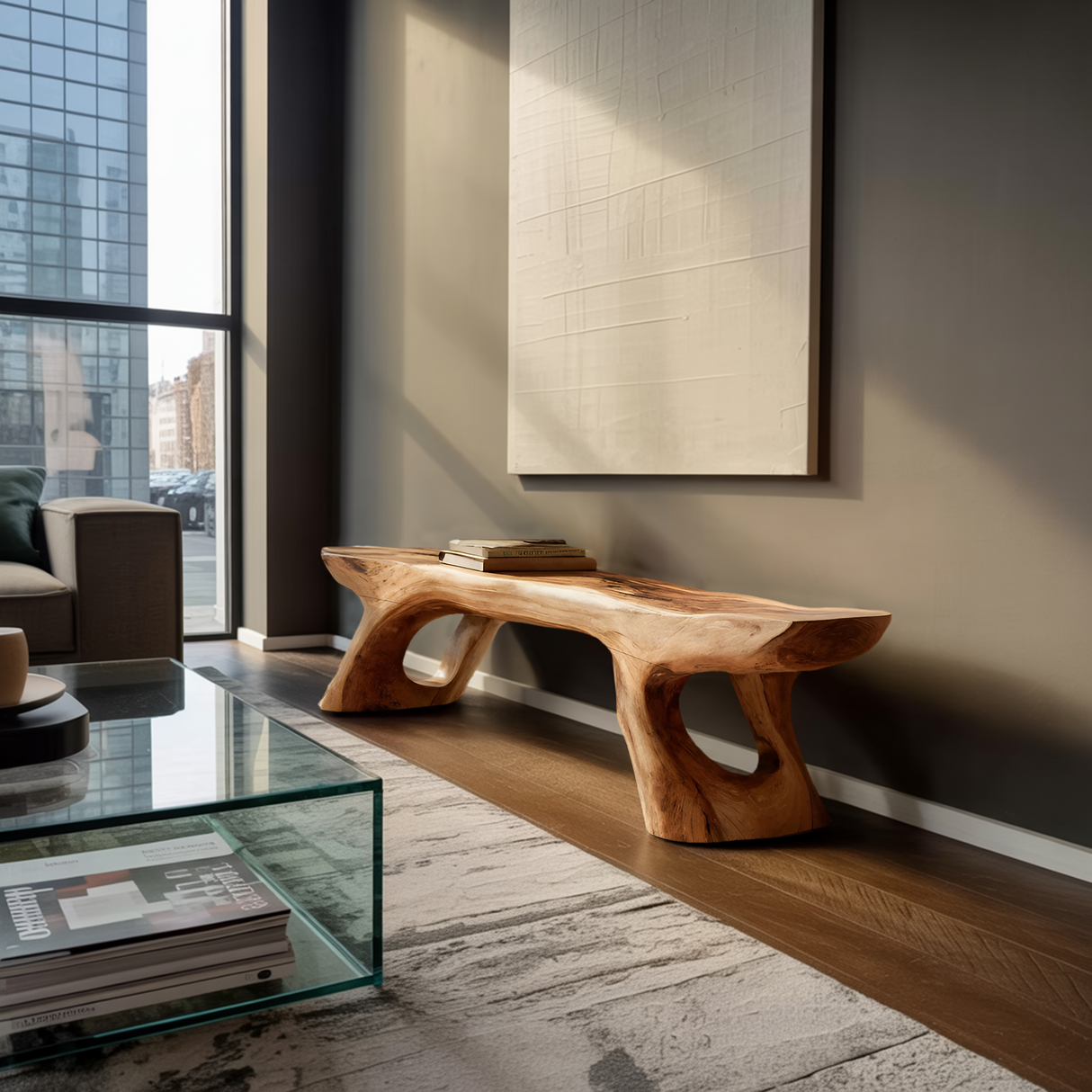 Minimal Sculptural Bench For Bedroom Or Entryway