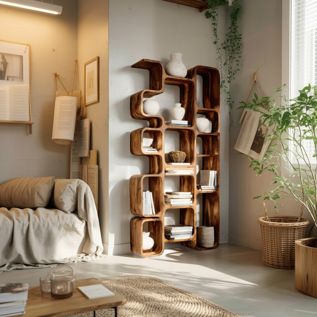 Modern Bookshelf With Integrated Compartments For Living Room