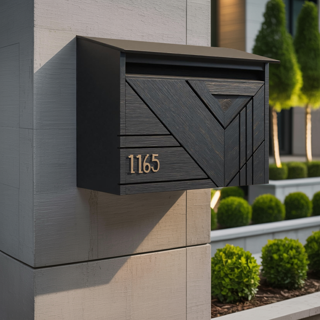 Farmhouse Wooden Sculpture Mailbox For Outdoor Patio Furniture Accent