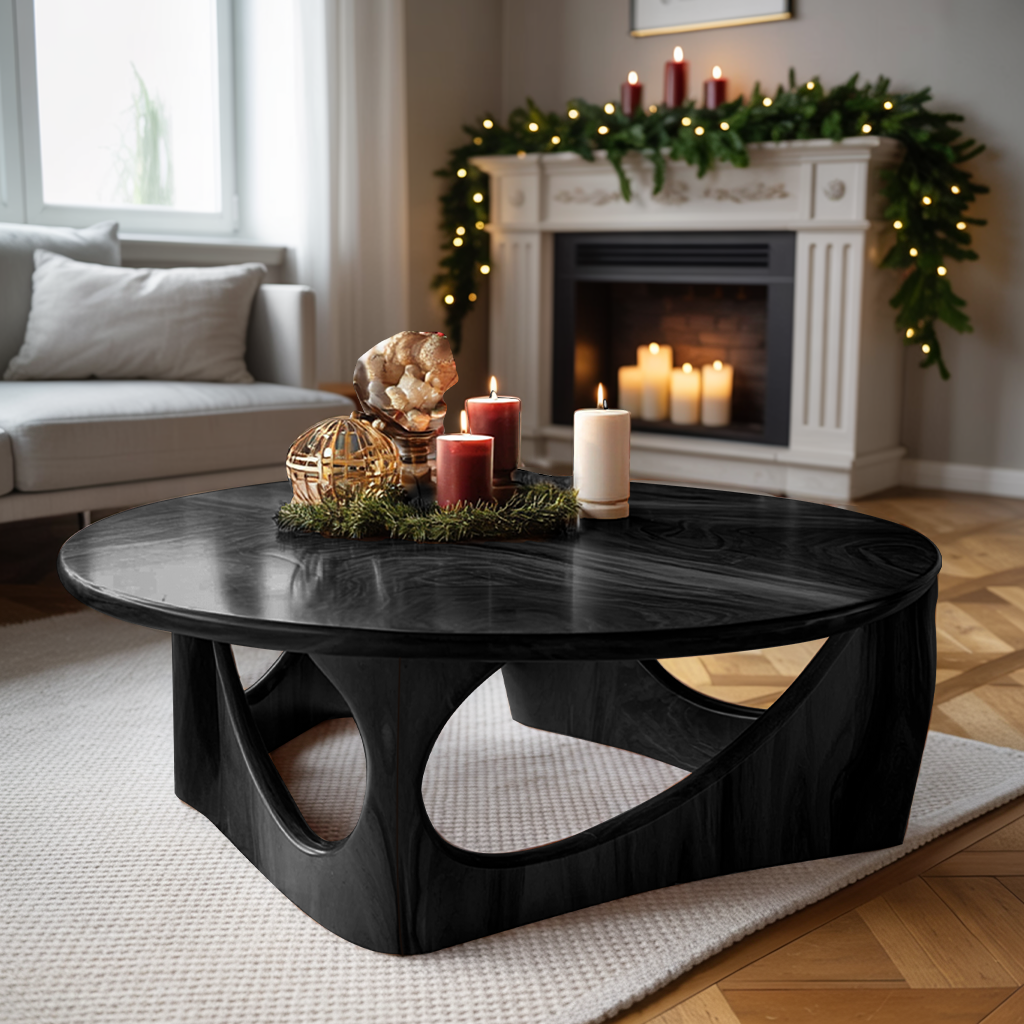 Rustic Solid Wood Low Coffee Table For Christmas Living Room Decor