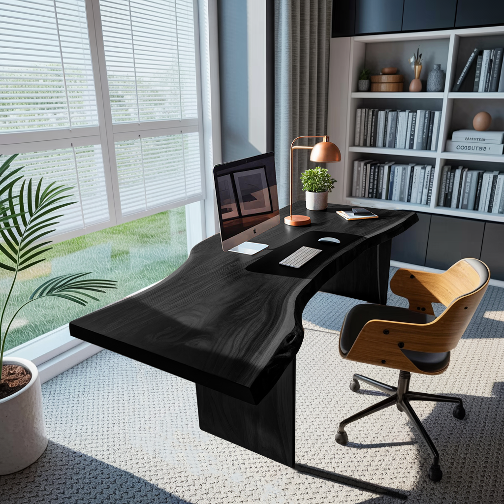 Modern Organic Curved Office Desk For Executive Or Creative Workspace