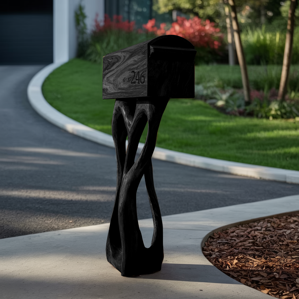 Modern Wooden Sculpture Mailbox For Patio Unique Garden Decoration