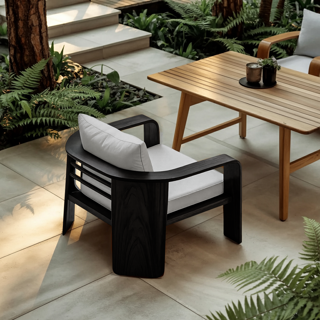 Modern Outdoor Wood Lounge Chair For Patio Or Garden