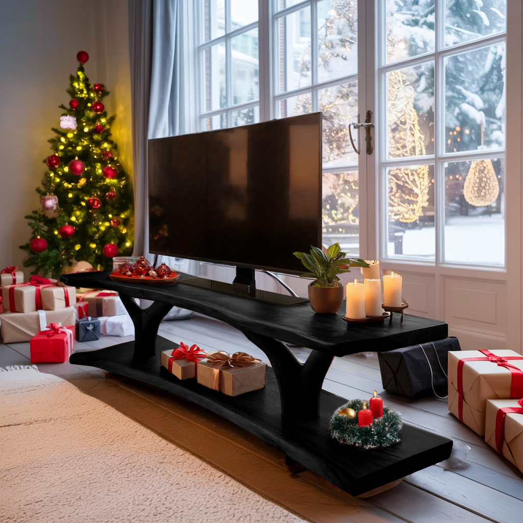 Farmhouse Live Edge Entryway TV Stand For Festive Home Style