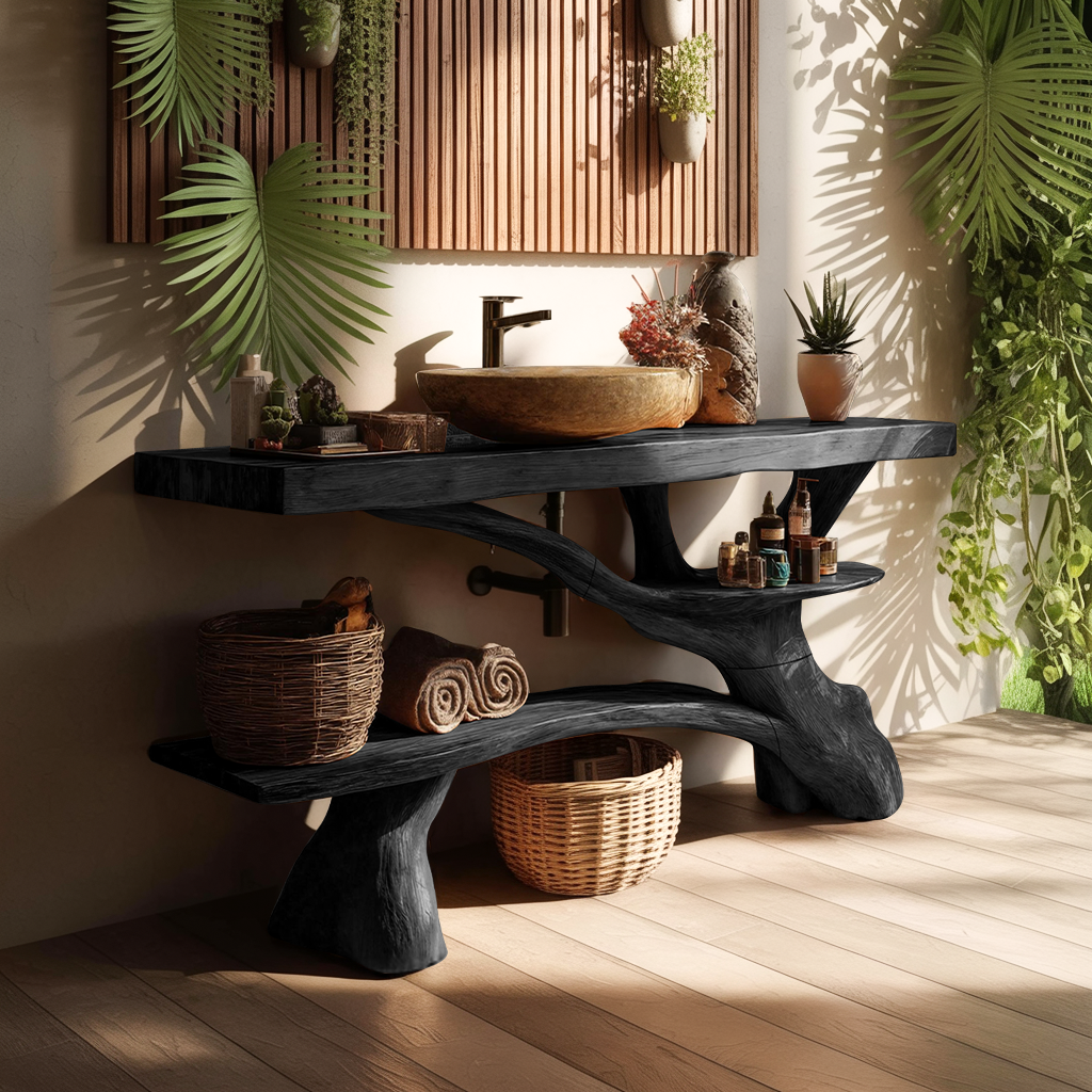 Modern Live Edge Tree Trunk Vanity For Contemporary Bathroom Furniture