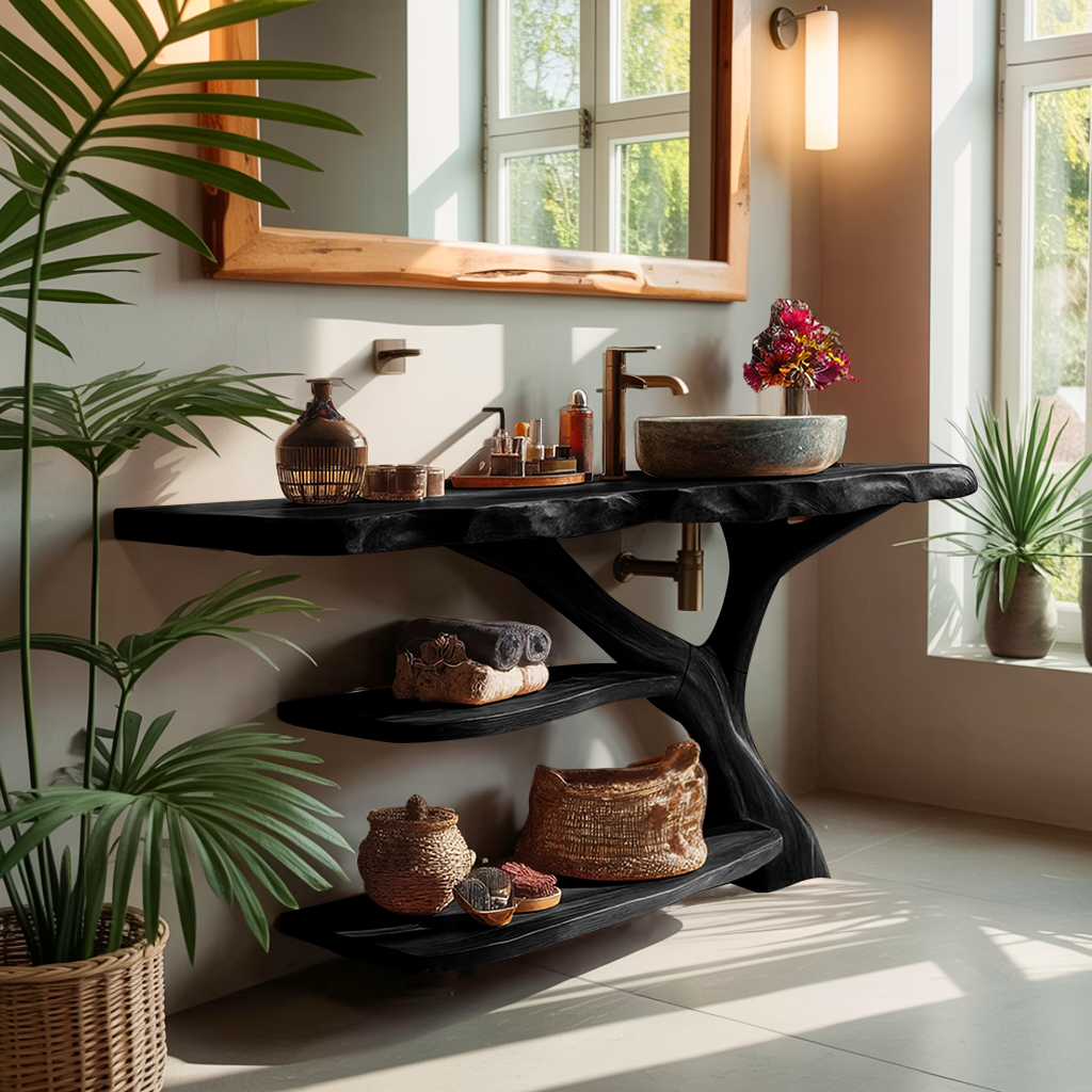 Modern Live Edge Tree Trunk Vanity For Stylish Bathroom Home Design