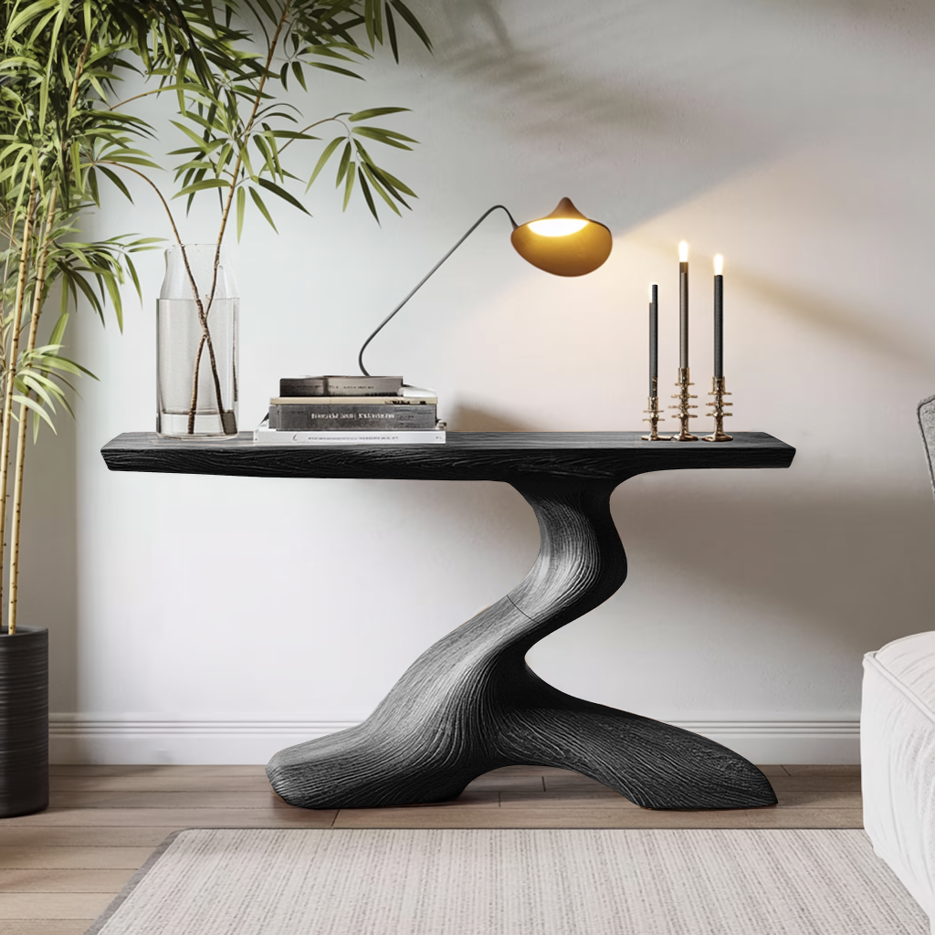 Mid Century Live Edge Desk For Living Room