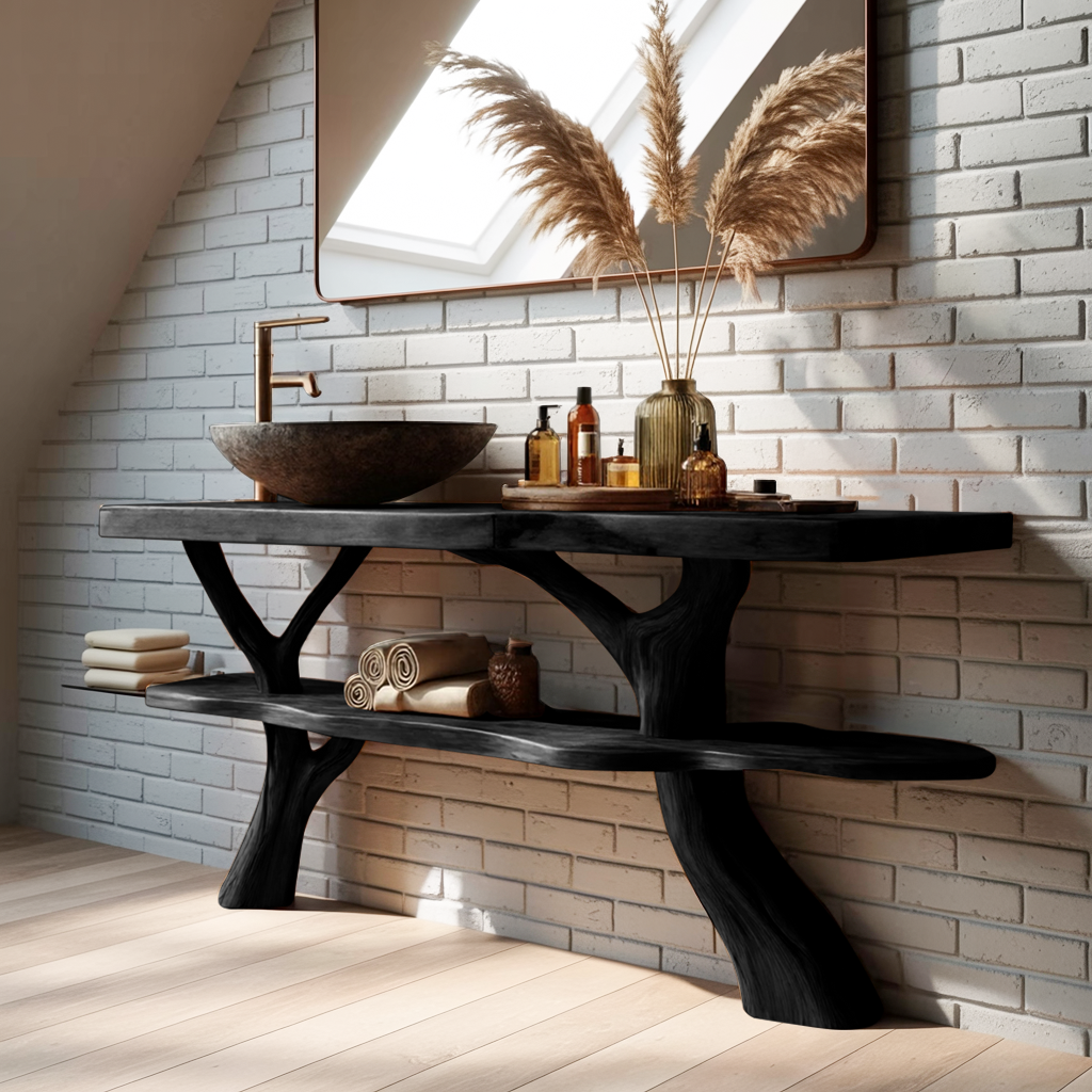 Modern Wooden Live Edge Bathroom Vanity For Elegant Bathroom Interior