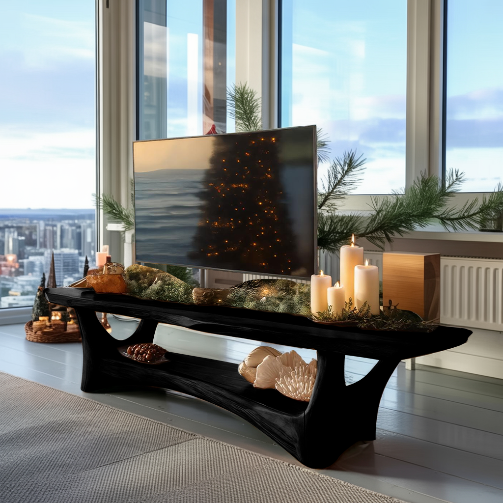 Farmhouse Solid Wood TV Console For Holiday Living Room Style