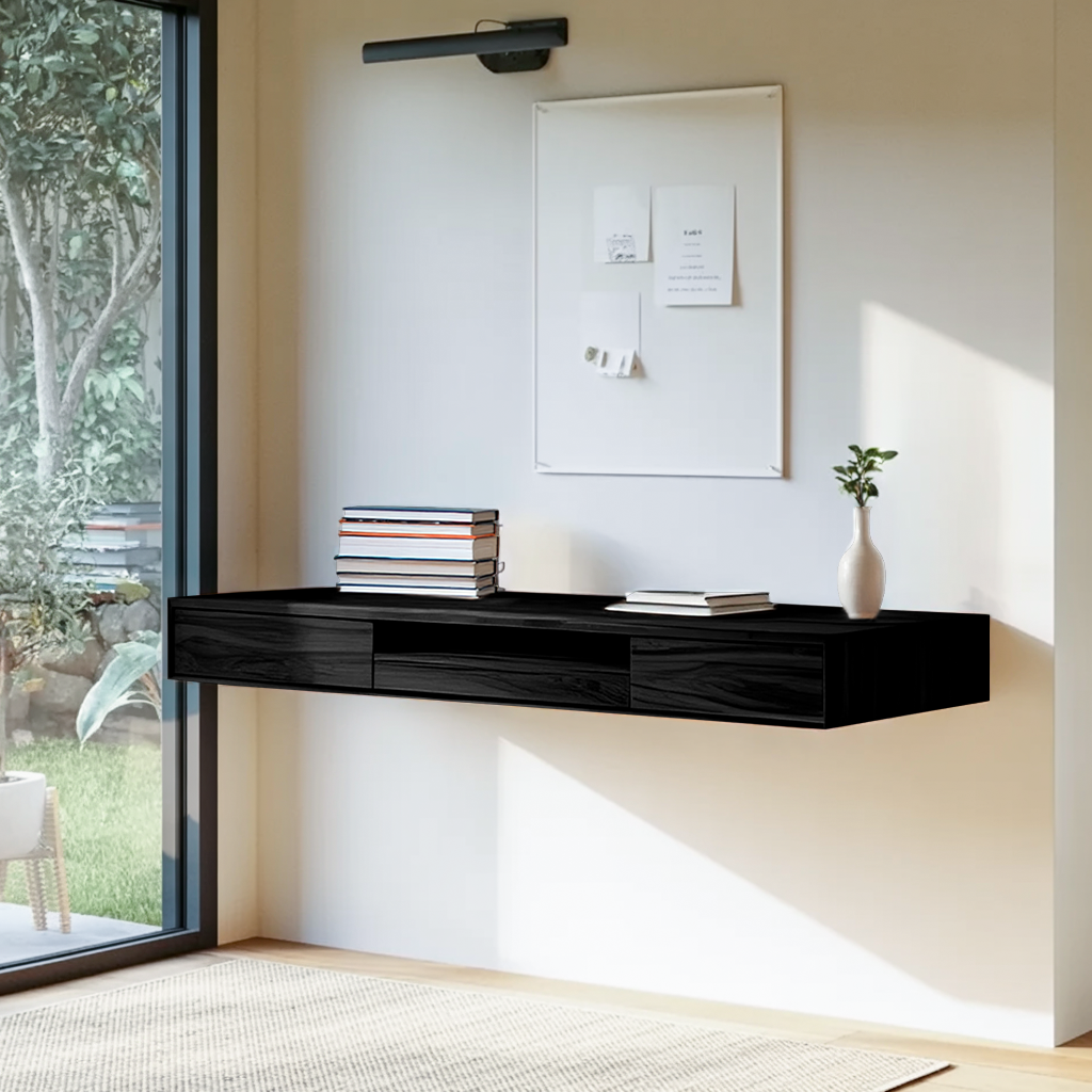 Floating Desk With Hidden Drawers For Home Office