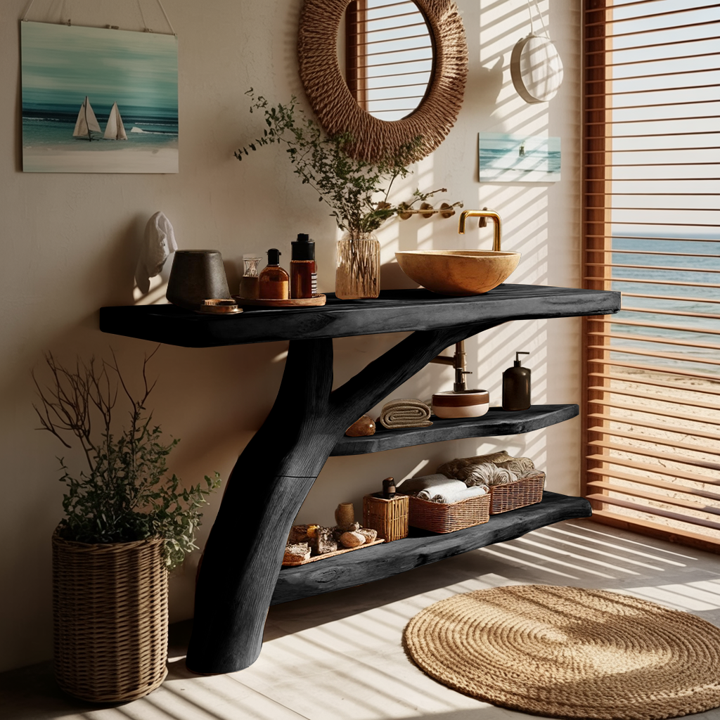 Handcrafted Live Edge Tree Trunk Vanity For Modern Bathroom Furniture Decor