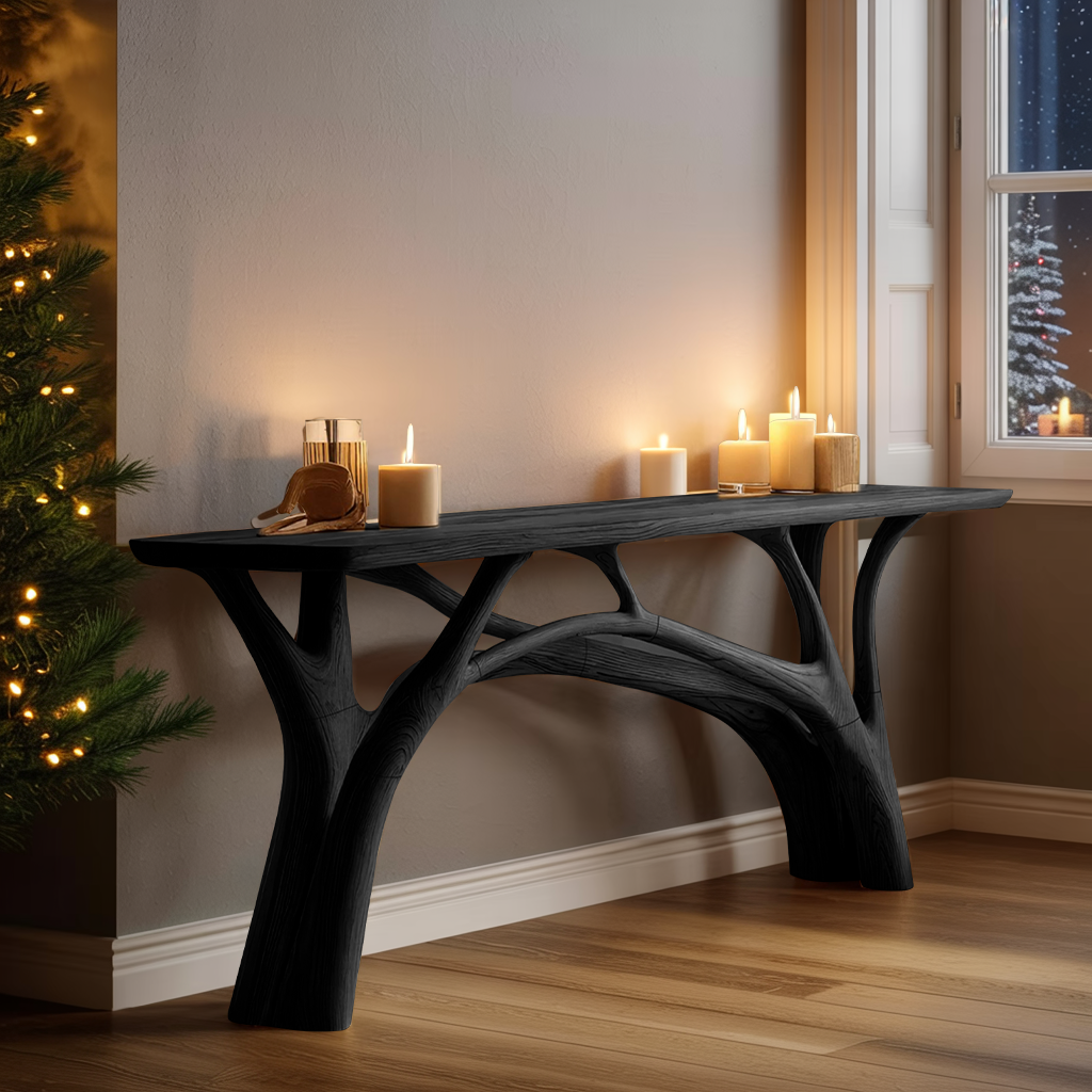 Handcrafted Wooden Live Edge Console Table For Holiday Furniture