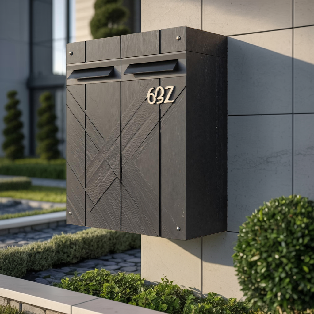 Modern Solid Wood Sculpture Mailbox For Outdoor Rustic Patio Design