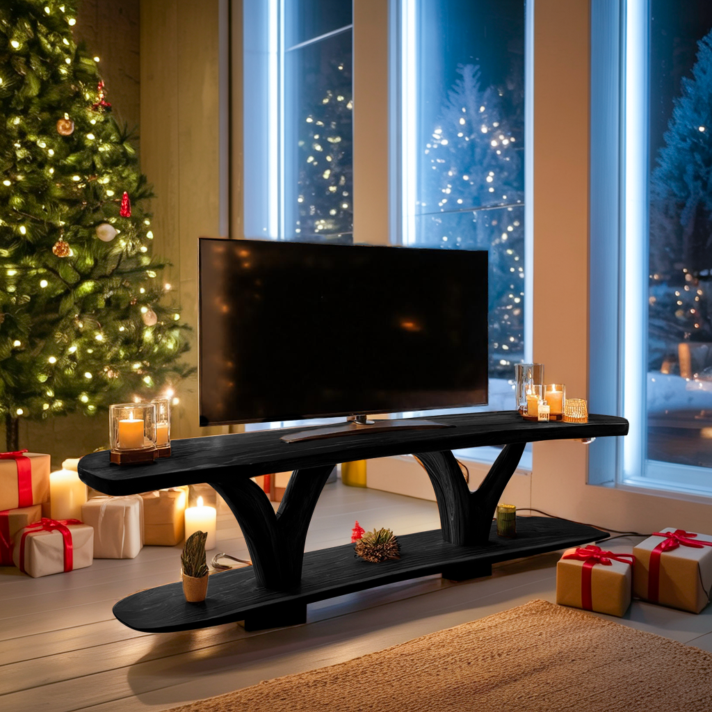 Farmhouse Solid Wood TV Console For Cozy Holiday Decoration