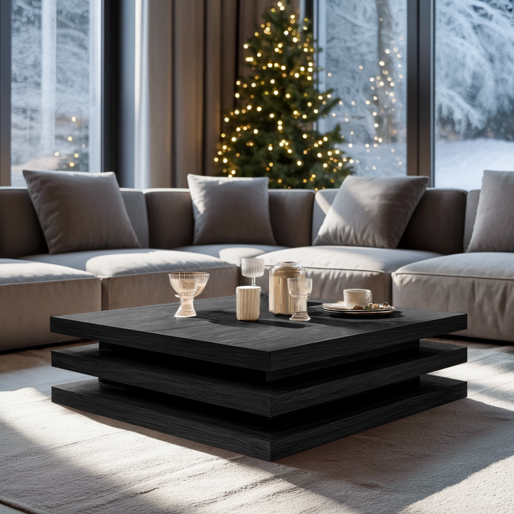 Modern Wooden Live Edge Coffee Table For Holiday Living Room