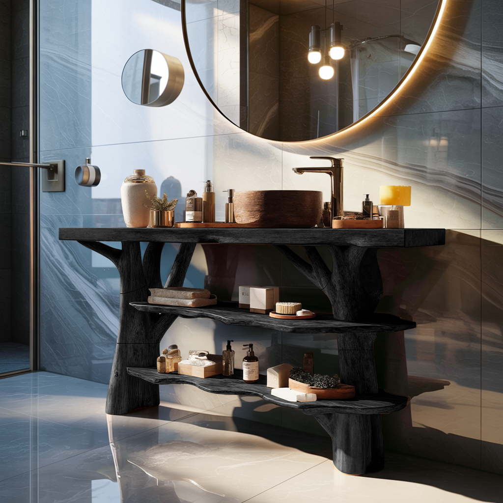 Modern Wooden Live Edge Bathroom Vanity For Luxury Bathroom Furniture