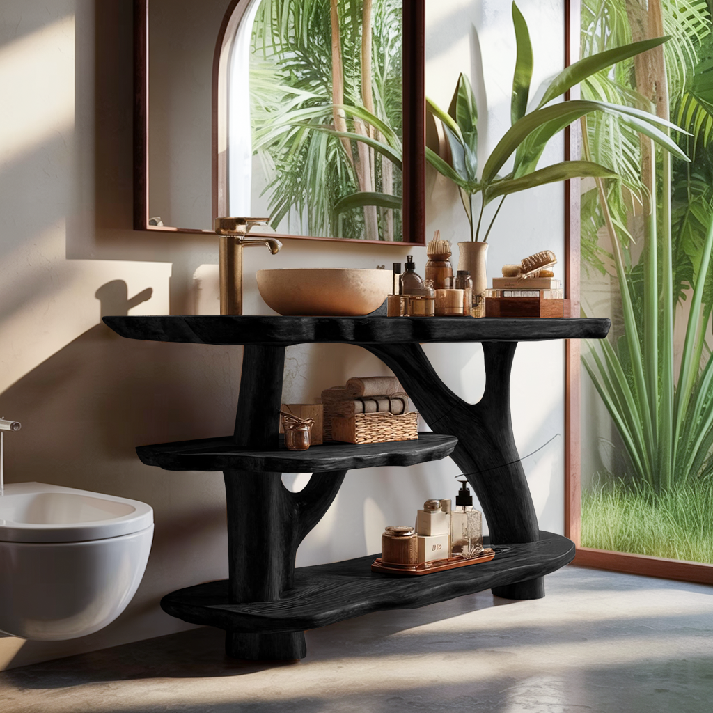 Farmhouse Live Edge Tree Trunk Vanity For Country Style Furniture Decor