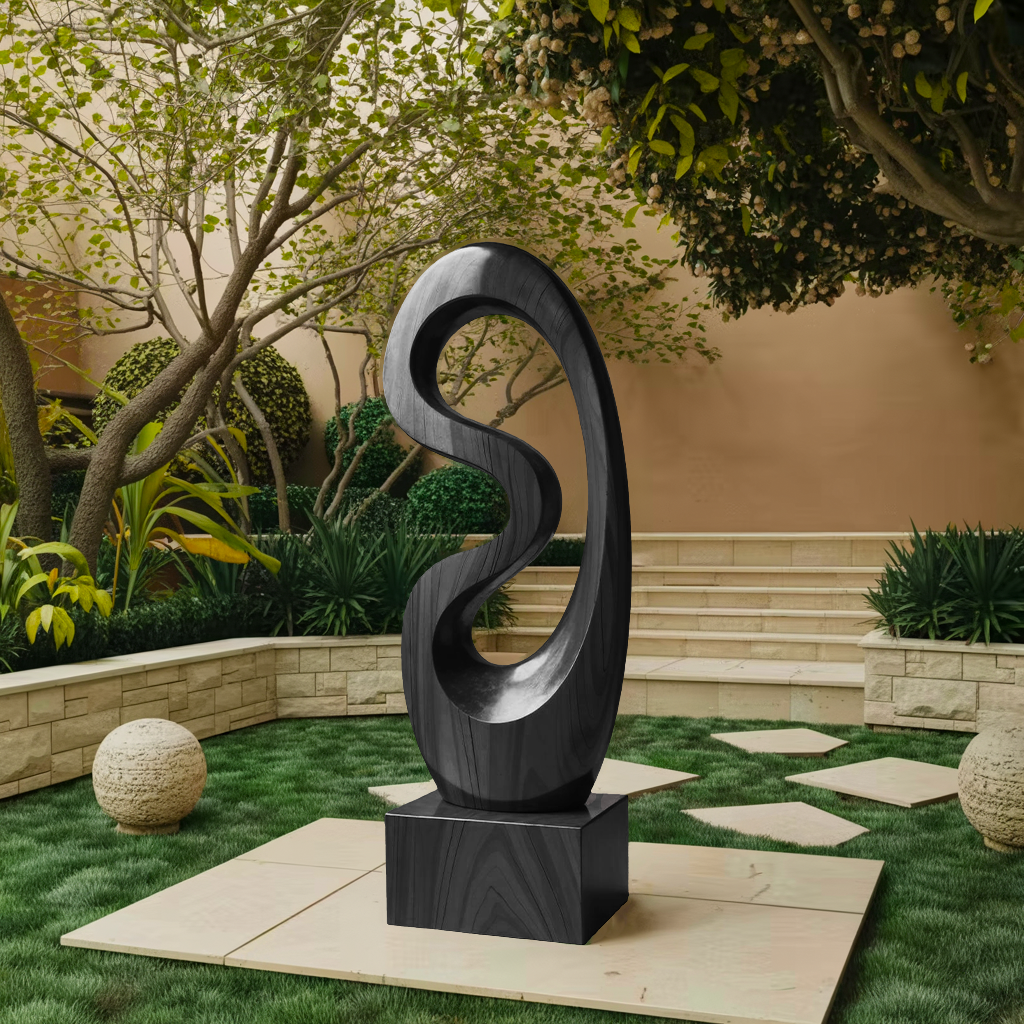 Rustic Solid Wood Abstract Statue For Interior Design