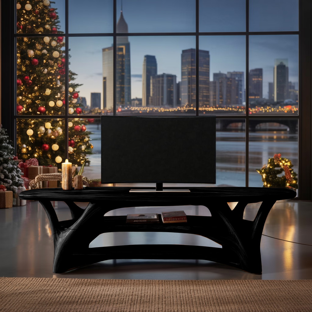 Farmhouse Live Edge Entryway TV Stand For Christmas Design