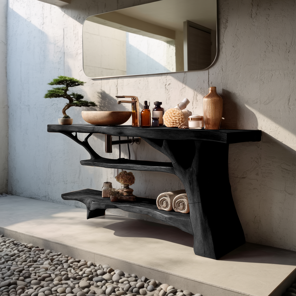 Modern Wooden Live Edge Bathroom Vanity For Stylish Bathroom Design