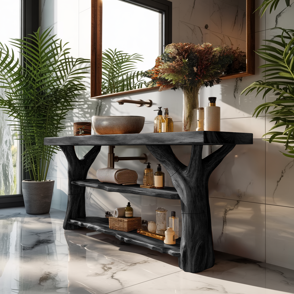 Handcrafted Live Edge Tree Trunk Vanity For Stylish Home Bathroom Decor