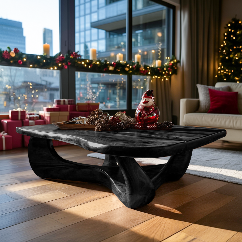 Rustic Wooden Live Edge Coffee Table For Holiday Home Furniture