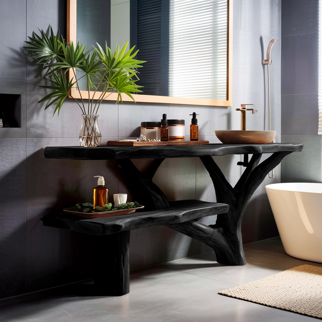 Farmhouse Wooden Live Edge Bathroom Vanity For Bathroom Design