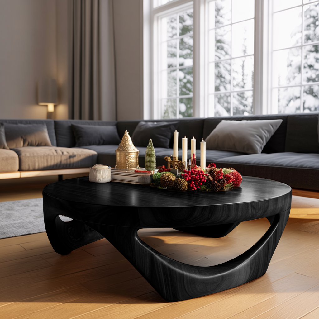 Mid Century Solid Wood Low Coffee Table For Holiday Entryway Decor