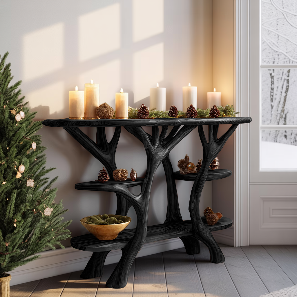 Rustic Solid Wood Console Table For Holiday Living Room Decor