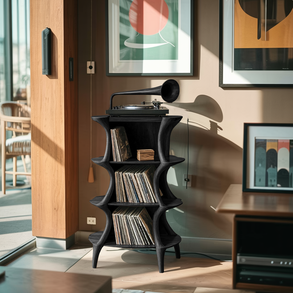 Farmhouse Style Record Stand For Entryway Design