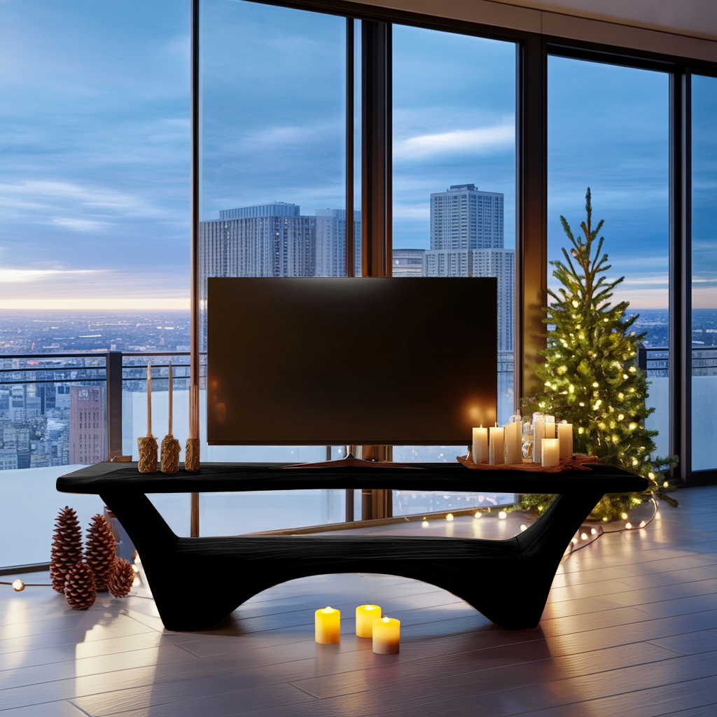 Modern Wooden Live Edge TV Console For Holiday Decor Ideas