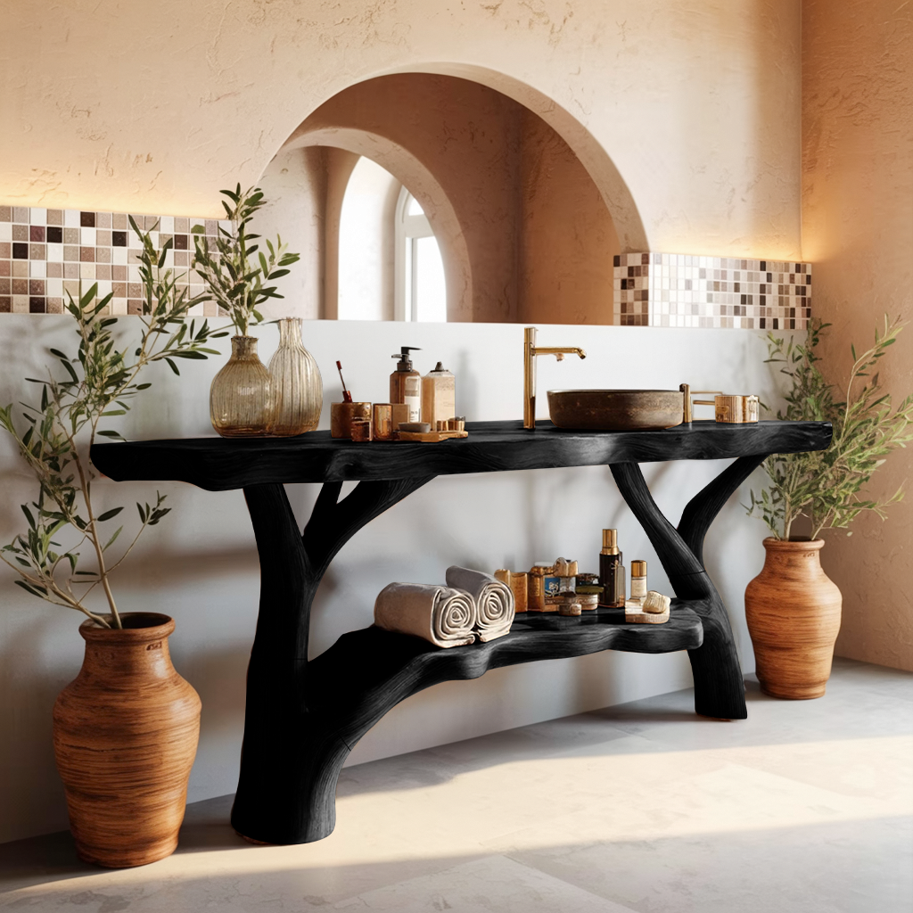 Farmhouse Wooden Live Edge Bathroom Vanity For Country Rustic Design