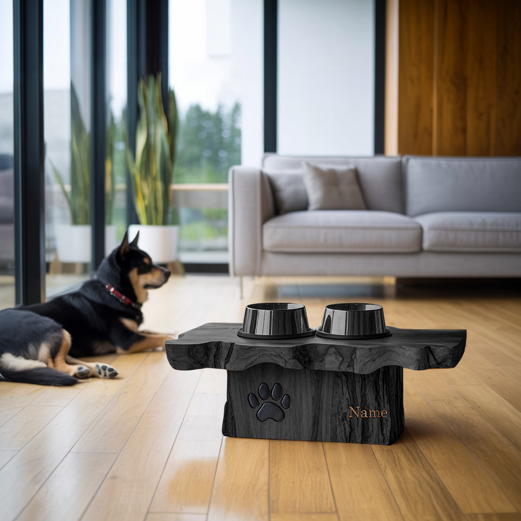 Rustic Wooden Dog Bowl Station For Modern Homes