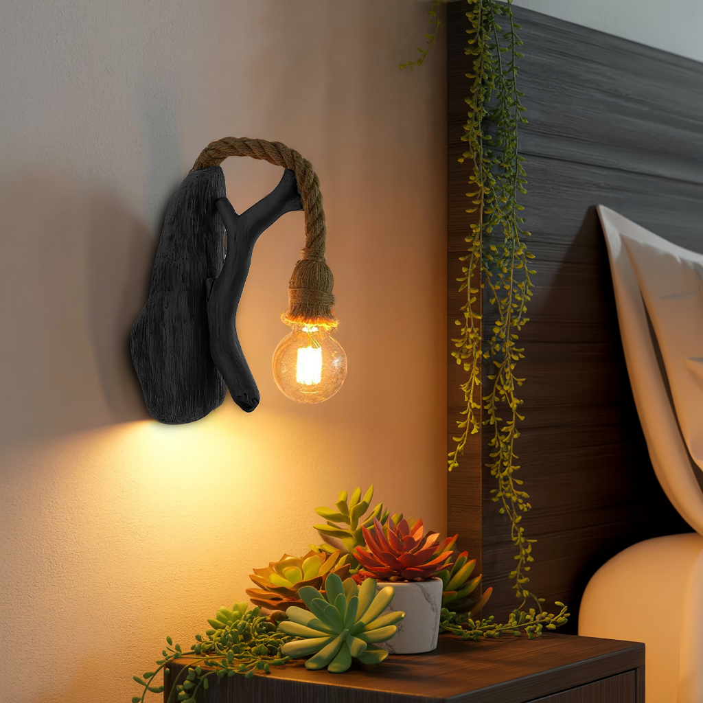 Rustic Wall Light Featuring Driftwood For Living Room