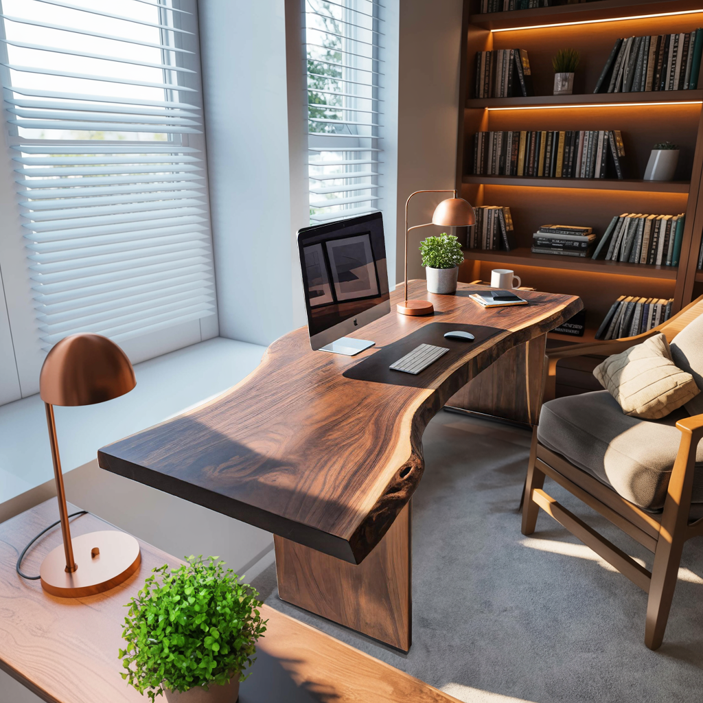 Modern Organic Curved Office Desk For Executive Or Creative Workspace