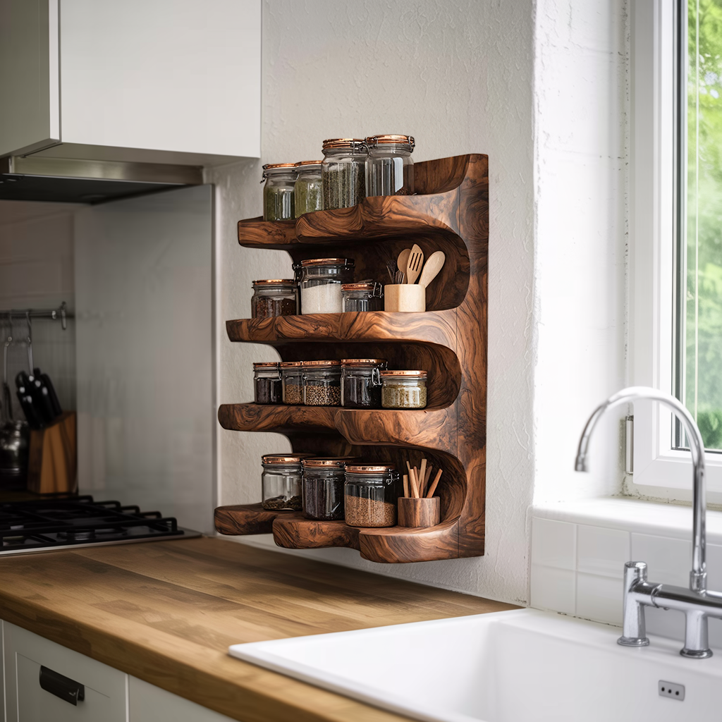 Handmade Spice Storage Rack Farmhouse Style For Kitchen