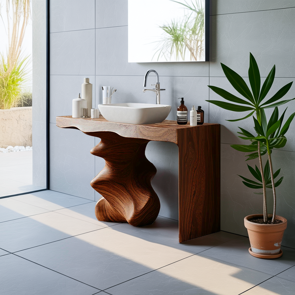 Mid Century Vanity For Organic Bathroom Interiors