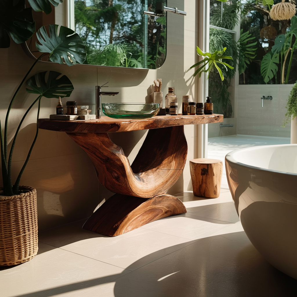 Mid Century Solid Wood Vanity For Bathroom Furniture