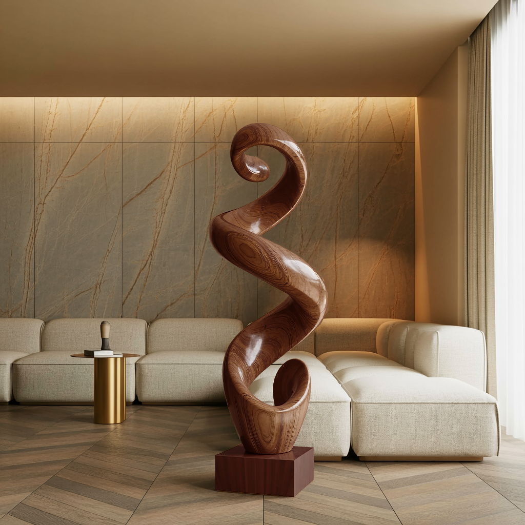 Rustic Large Twisted Spiral Floor Art For Office Decor