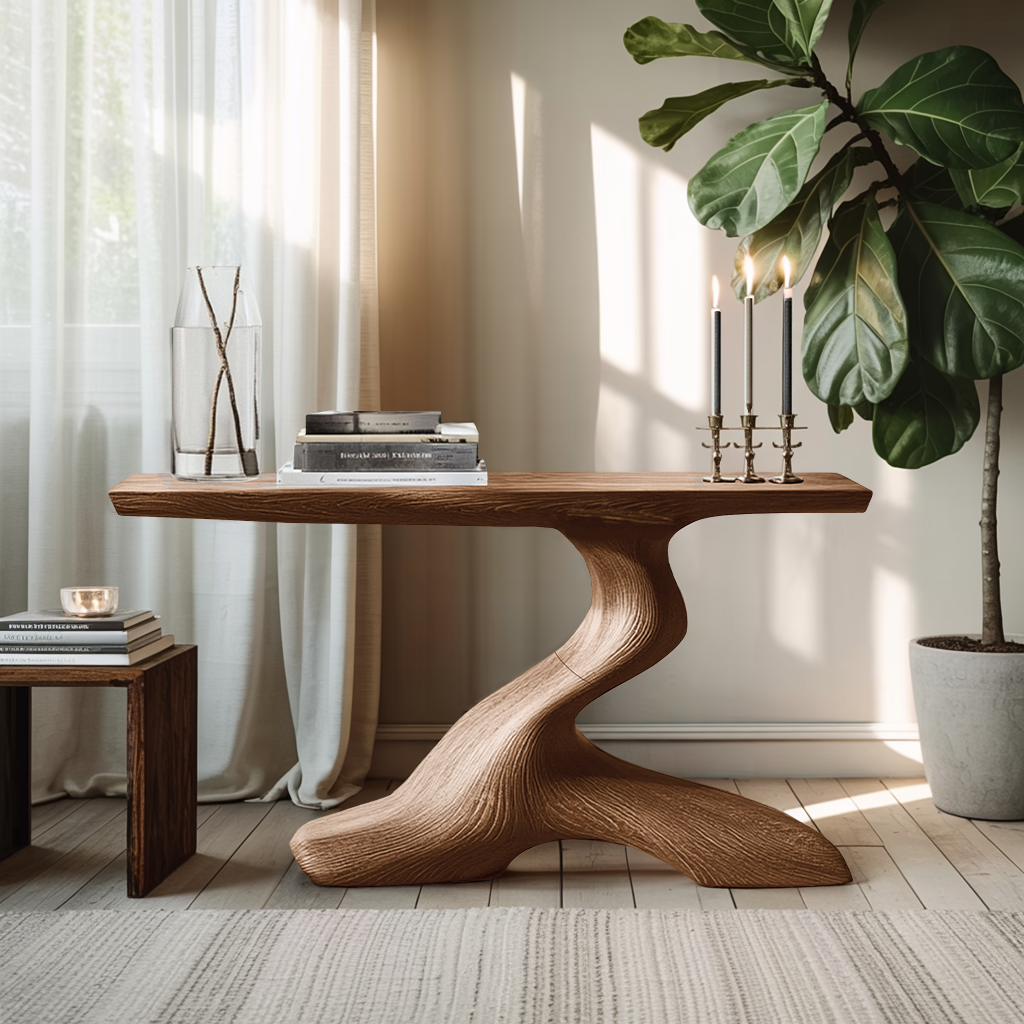 Mid Century Live Edge Desk For Living Room