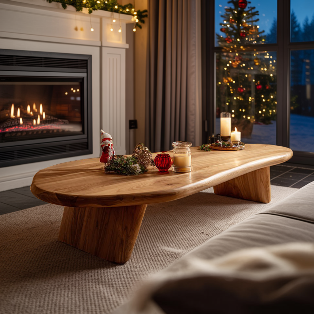 Modern Live Edge Coffee Table For Christmas Entryway Accent