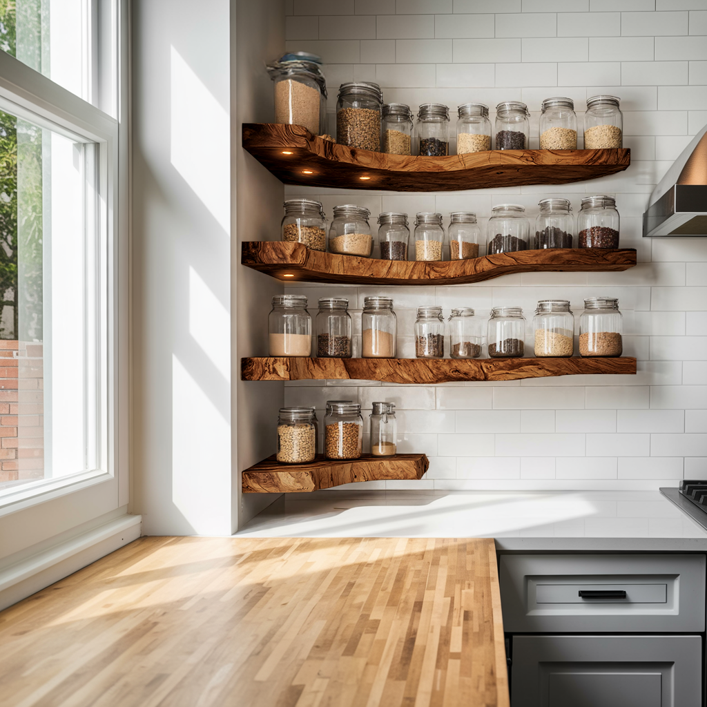Rustic Handmade Spice Storage Rack For Kitchen Wall