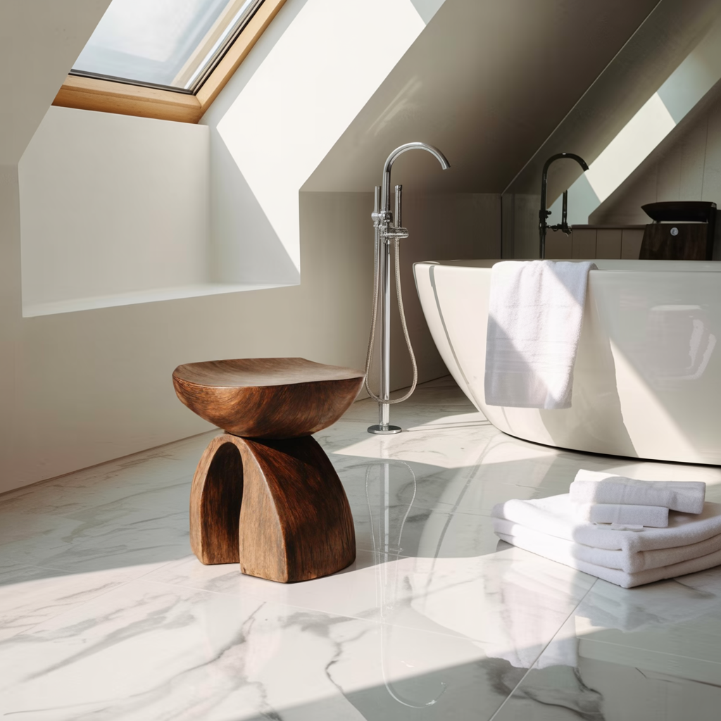 Rustic Shower Bench For Bathroom Seating And Decor