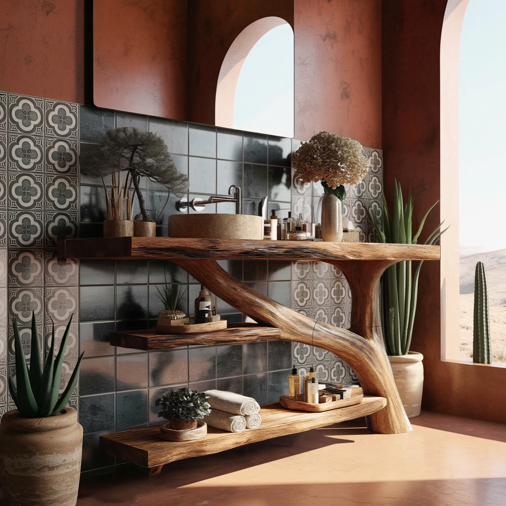 Modern Solid Wood Bathroom Vanity For Modern Rustic Furniture Decor