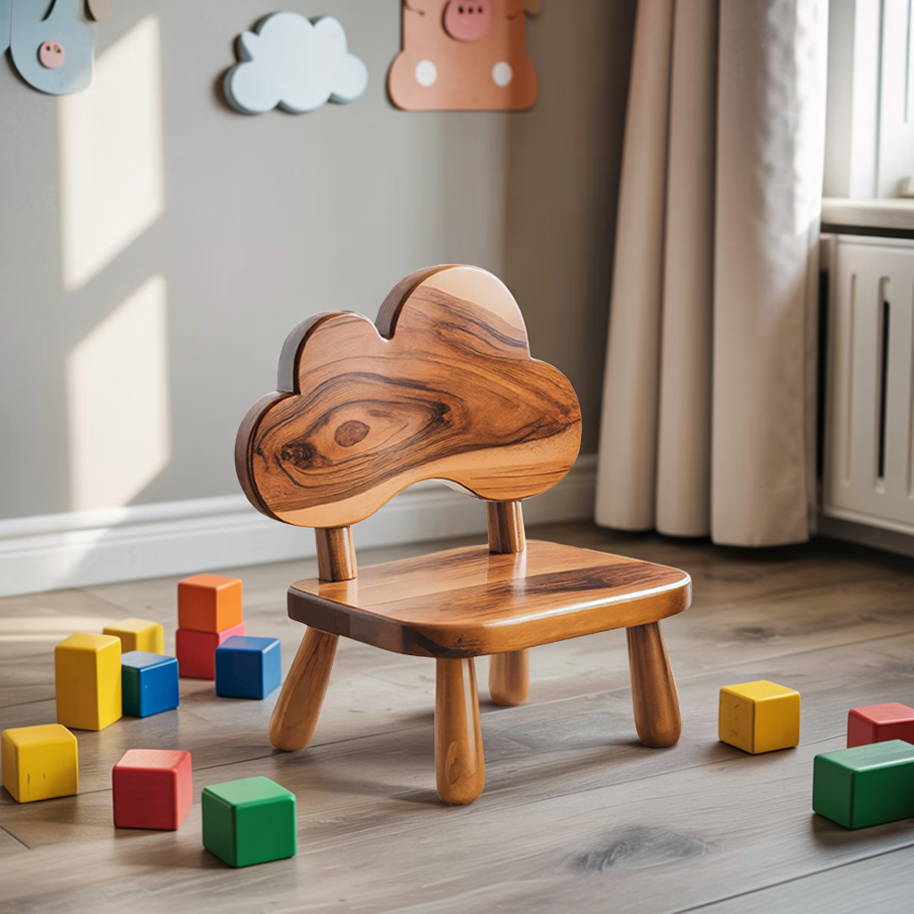 Whimsical Cloud Shaped Kids Chair For Montessori Nursery Or Playroom