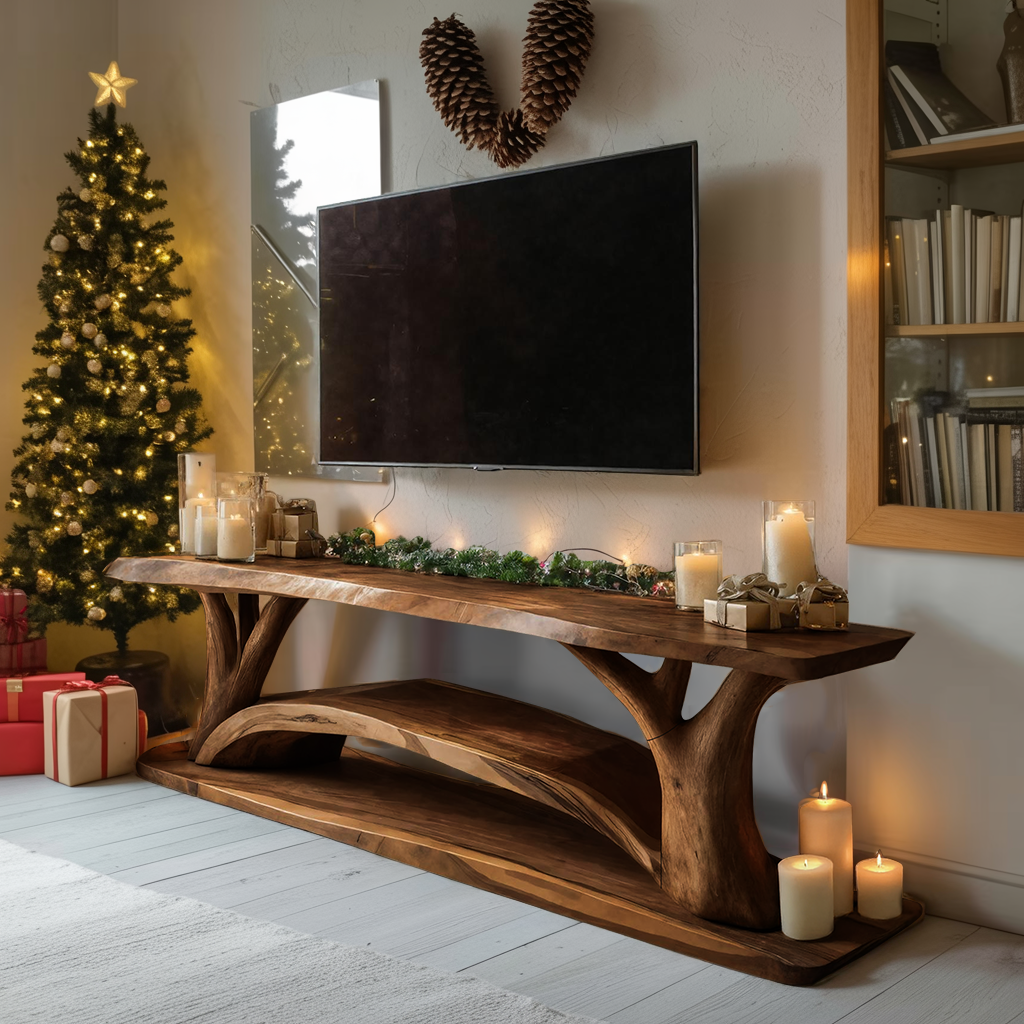 Farmhouse Solid Wood TV Console For Christmas Furniture Design