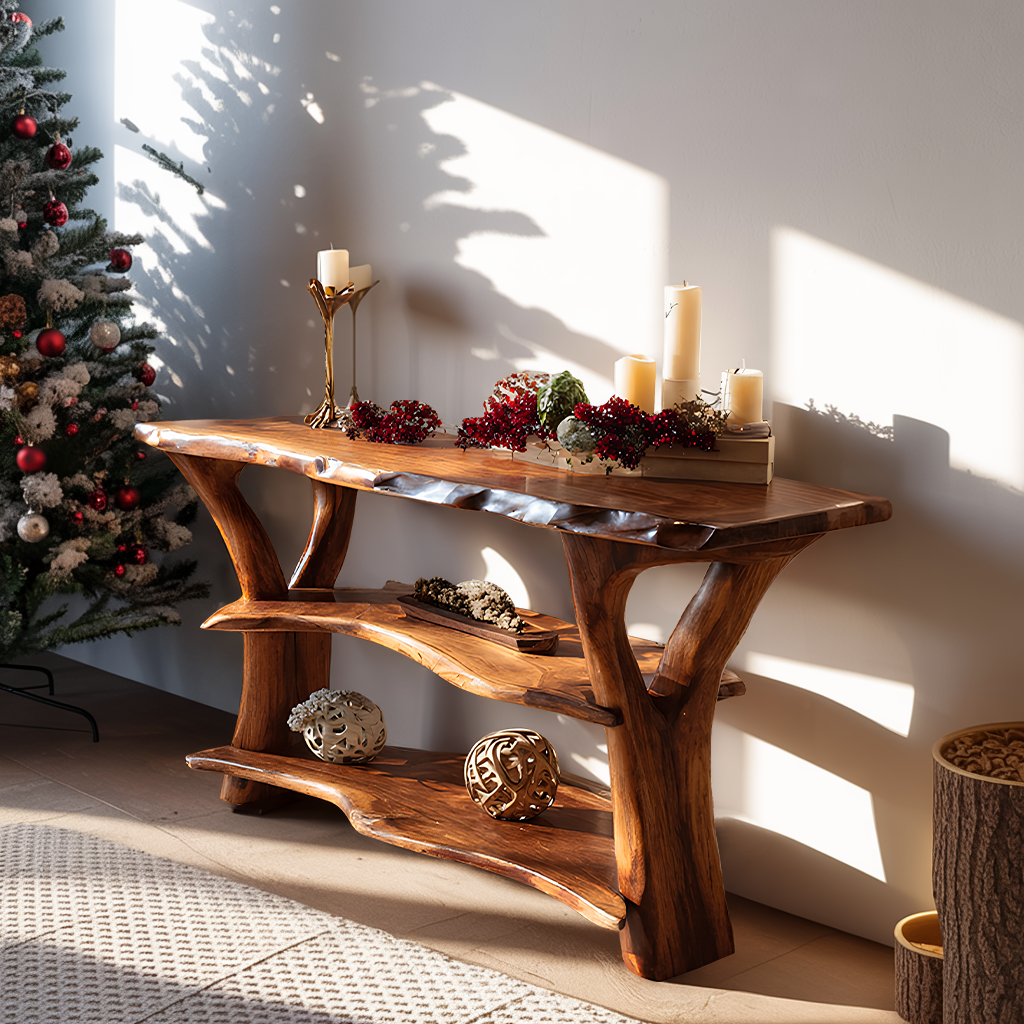 Modern Live Edge Entryway Table For Holiday Living Room Xmas Furniture